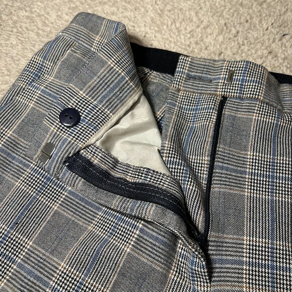 Zara Basic XL Grey Plaid Tapered Ankle Pants - Picture 2 of 7